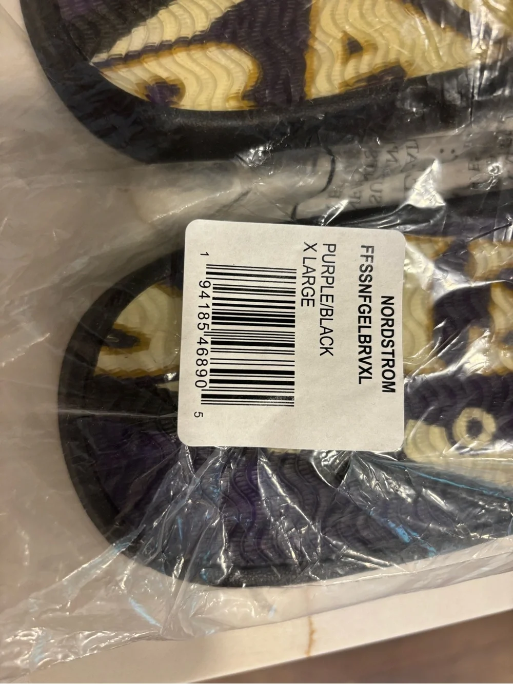 Nordstrom Purple and Black Logo Slide Sandals